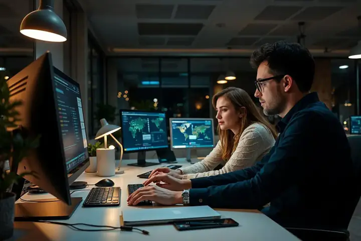 Monitoring team working the night shift in the operations room