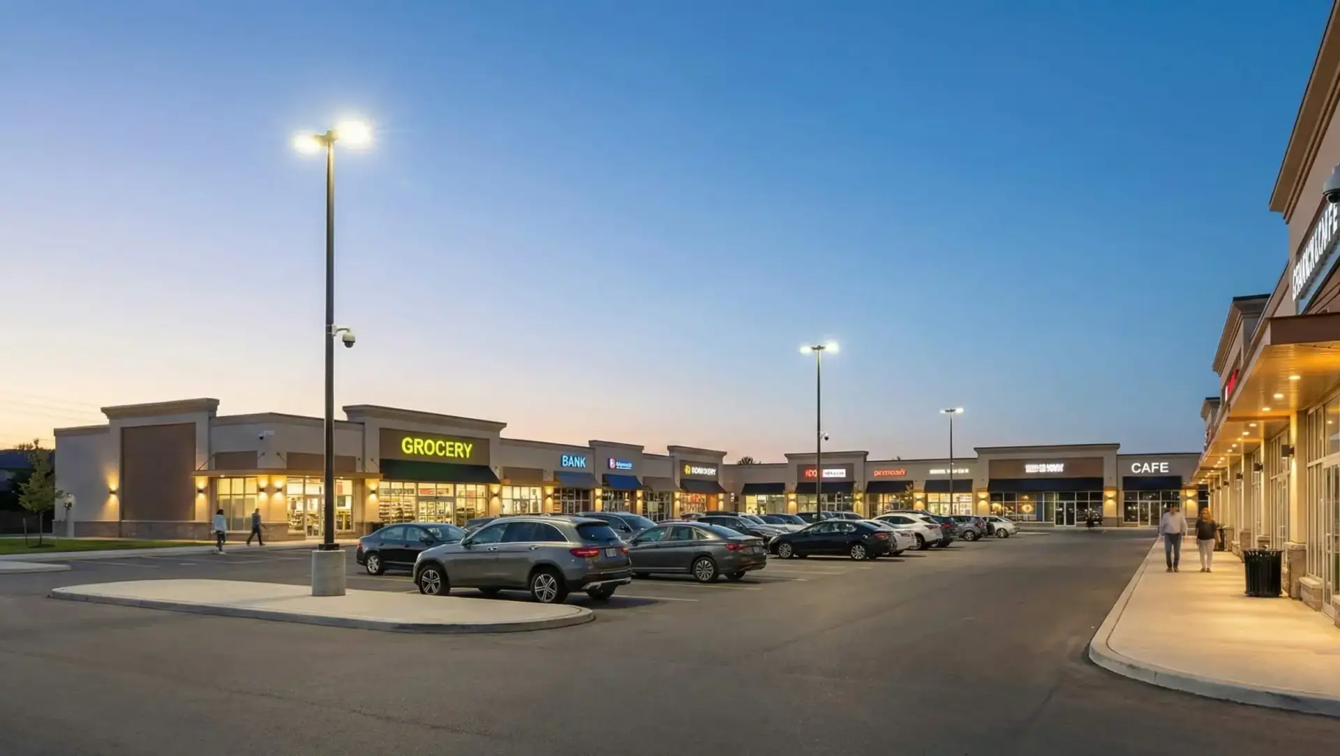 Retail plaza parking lot security monitoring